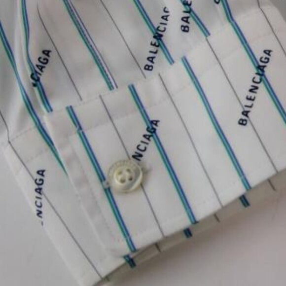 BALENCIAGA White Multicolor Striped Shirt Size 37 - Picture 7 of 15